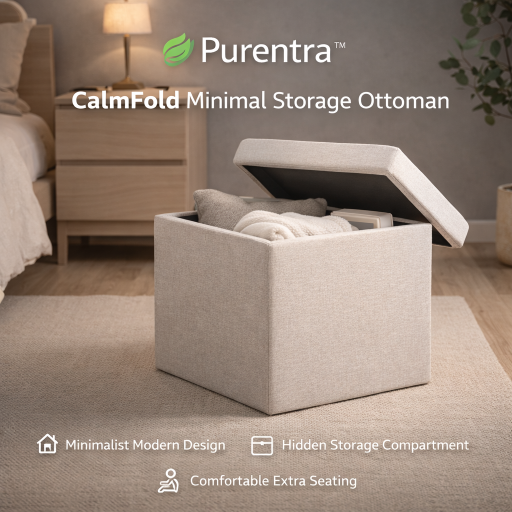 Purentra™ CalmFold Minimal Storage Ottoman
